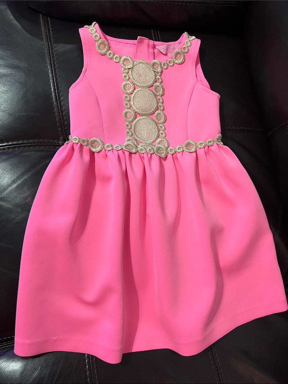 Lily Pulitzer Girls' Pink Party Dress with Gold Embellishment small size